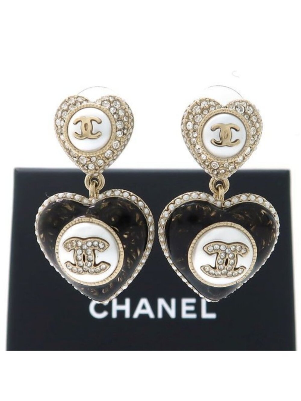 Chanel Ab9394 Heart B22 B Coco Mark Faux Pearl Rhinestone - Picture 2 of 10